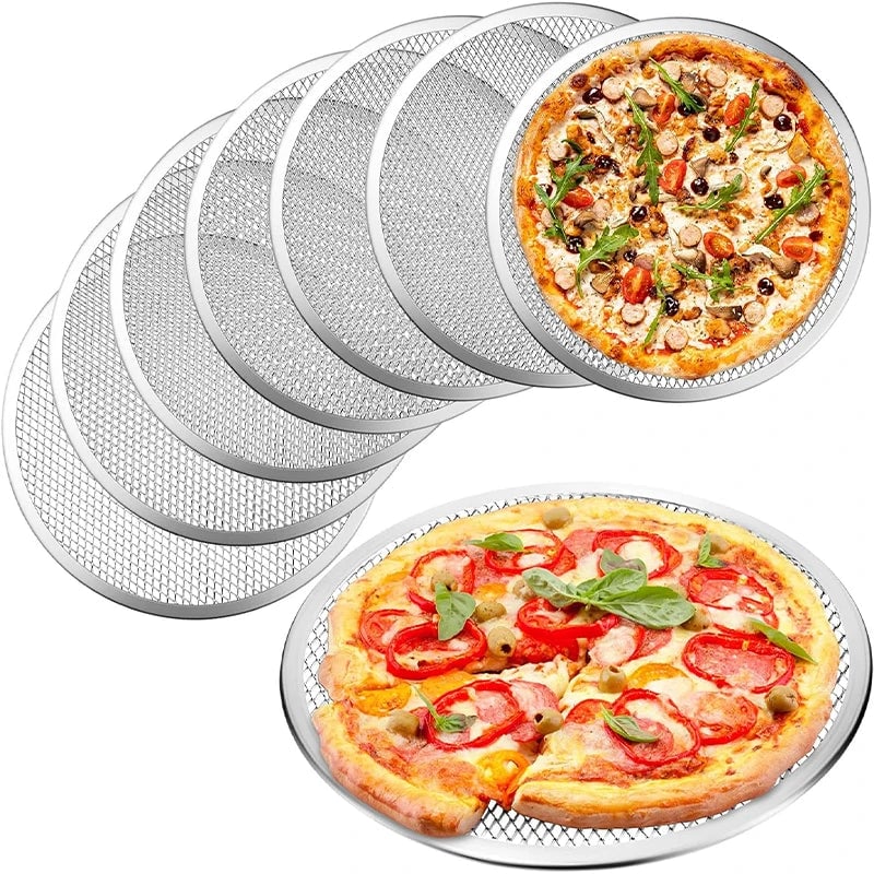 Round Aluminum Pizza Baking Screen with Holes 8-14 Inch Non-Stick