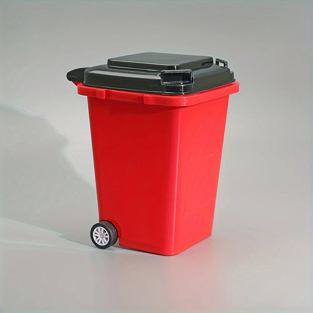 Mini Office Desk Organizer with Trash Bin & Pen Holder Storage