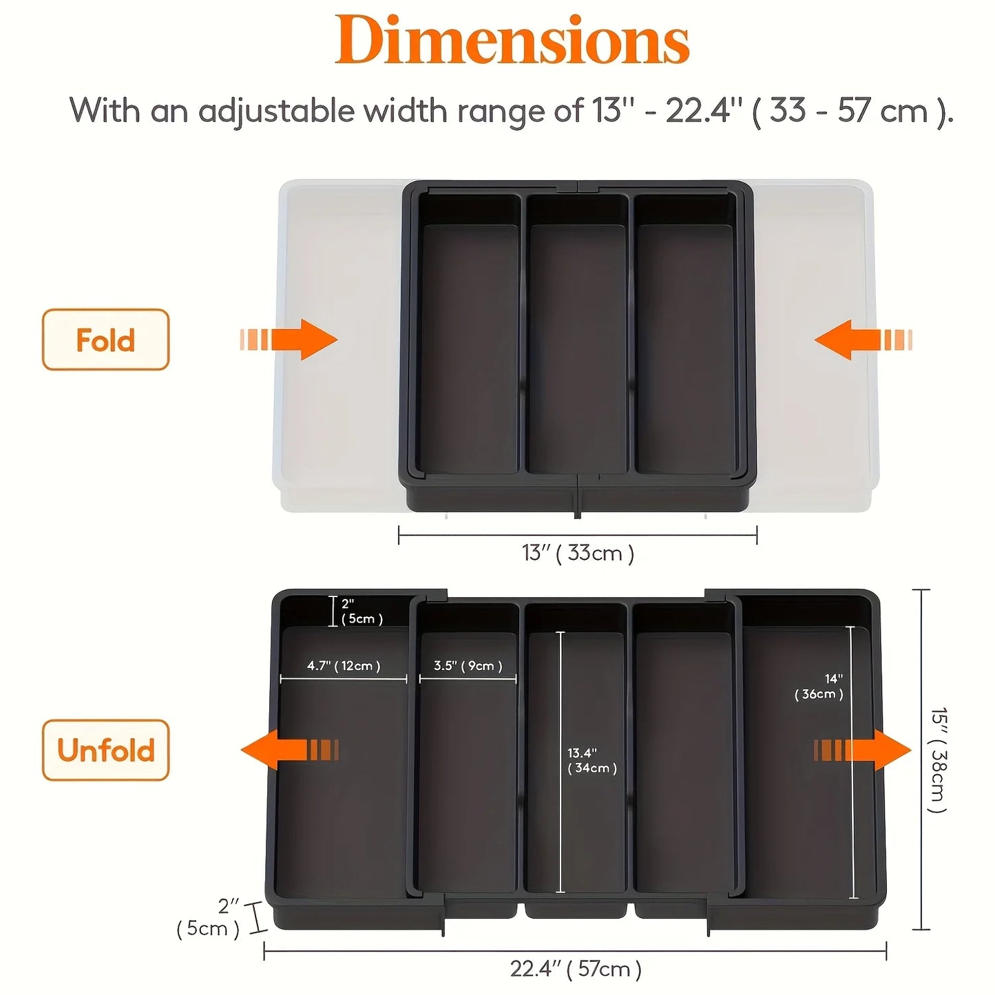 Expandable Plastic Kitchen Utensil Organizer - Adjustable Drawer