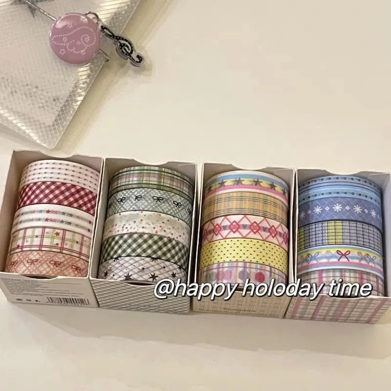 Basic Grid Star Washi Tape 5-Pack Decorative Craft Stationery Set