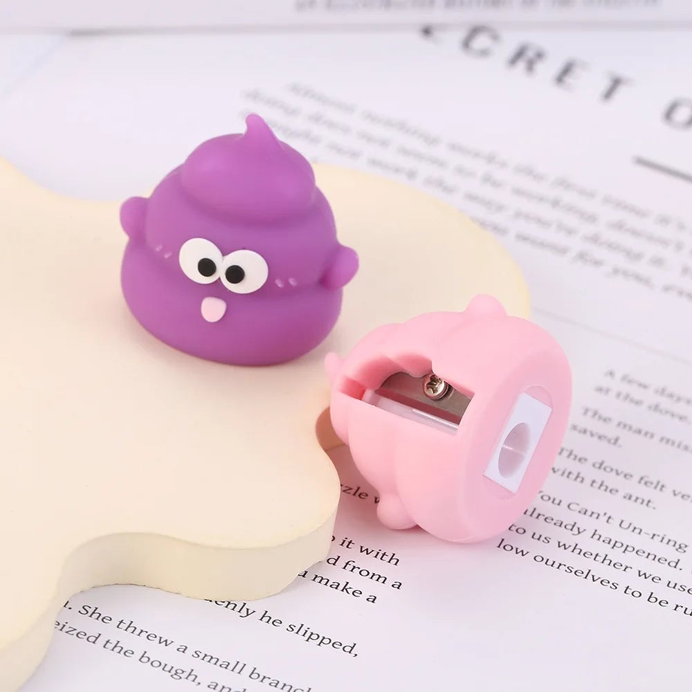 Mini Poop Emoji Pencil Sharpener - Cute Desktop School Supplies
