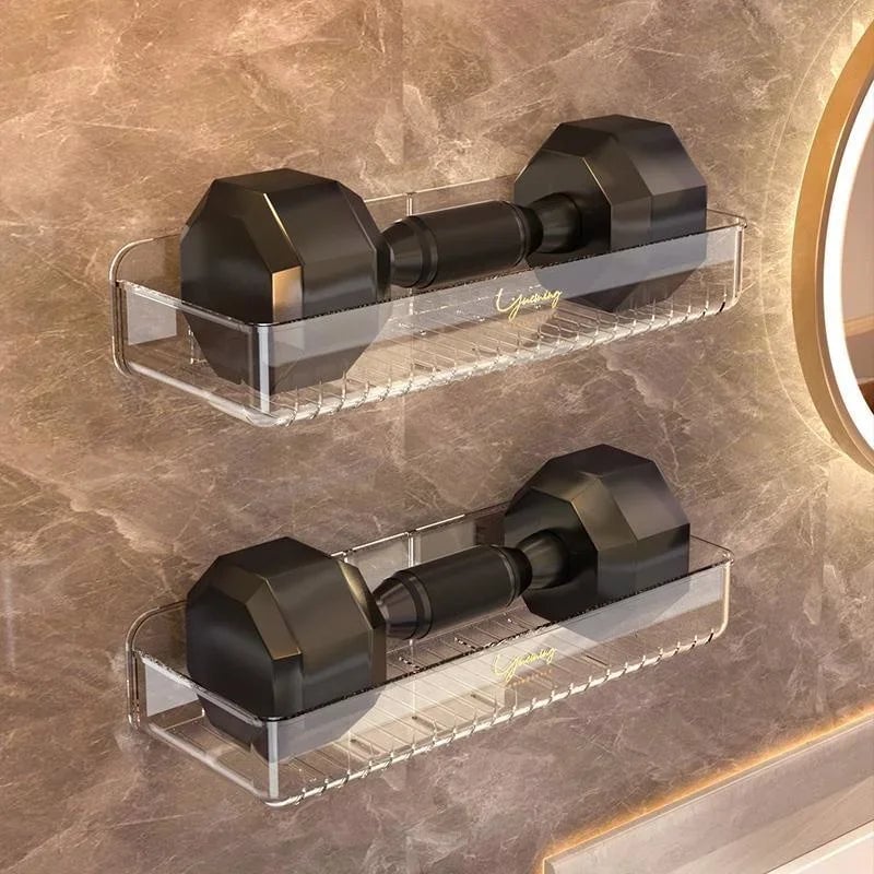 Transparent Wall-Mounted Bathroom Shelf No-Punch Washbasin Rack