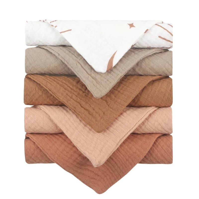 5PCS Soft Cotton Gauze Baby Towels - Absorbent Face Washcloths