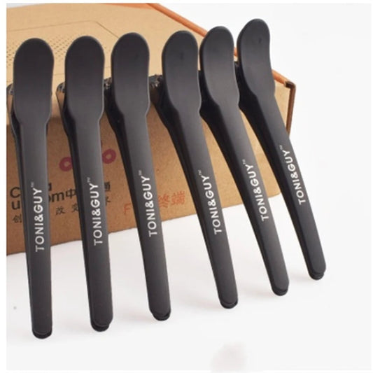 12pcs Professional Alligator Hair Clips Black Braided Salon Clamps