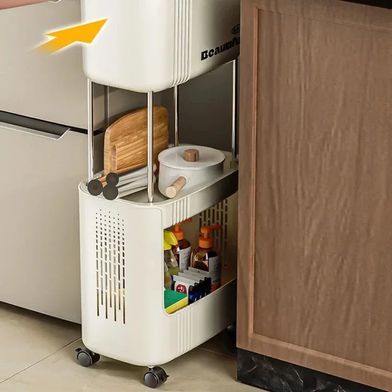 Large Capacity Kitchen Garbage Bin with Lid - Double Layer Odor Control