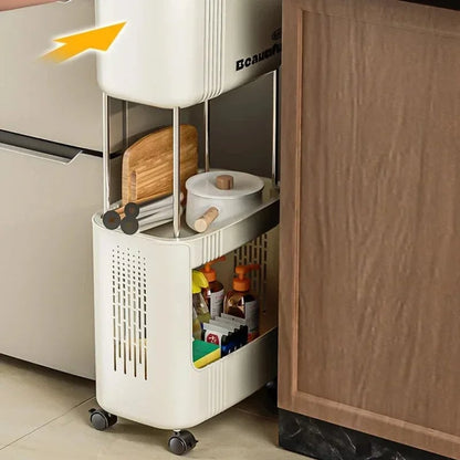 Large Capacity Kitchen Garbage Bin with Lid - Double Layer Odor Control