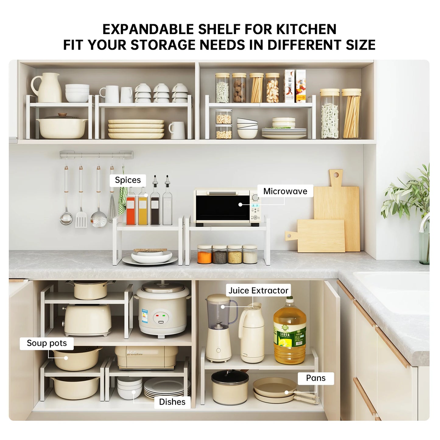 Extendable Under Sink Storage Rack - Multi-Layer Cabinet Organizer