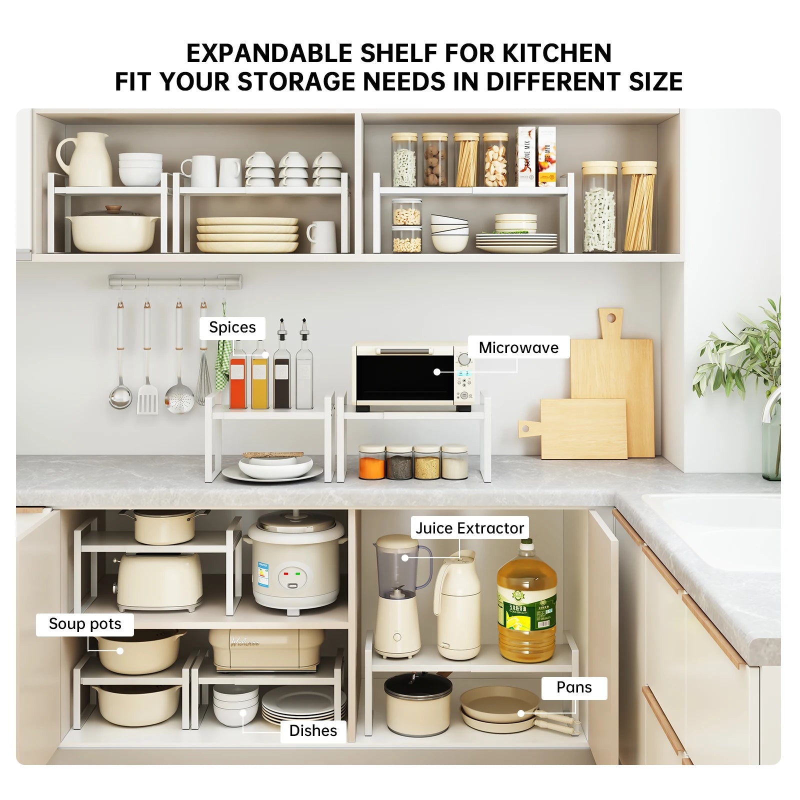 Extendable Under Sink Storage Rack - Multi-Layer Cabinet Organizer