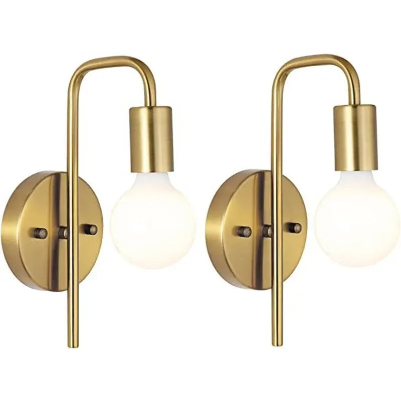 Retro Gold Black Metal Wall Lamp - Vintage Bedside Mirror Light