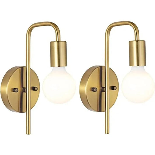 Retro Gold Black Metal Wall Lamp - Vintage Bedside Mirror Light