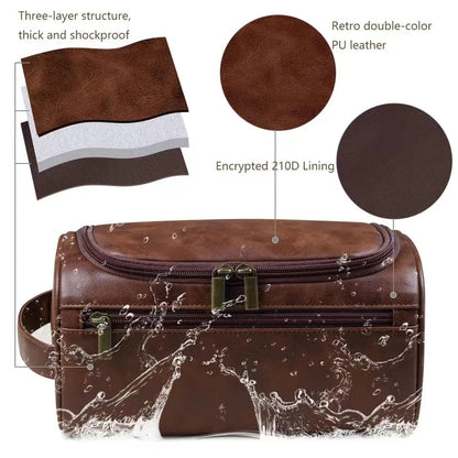 Large Hanging Leather Toiletry Bag - Travel Dopp Kit Men Women