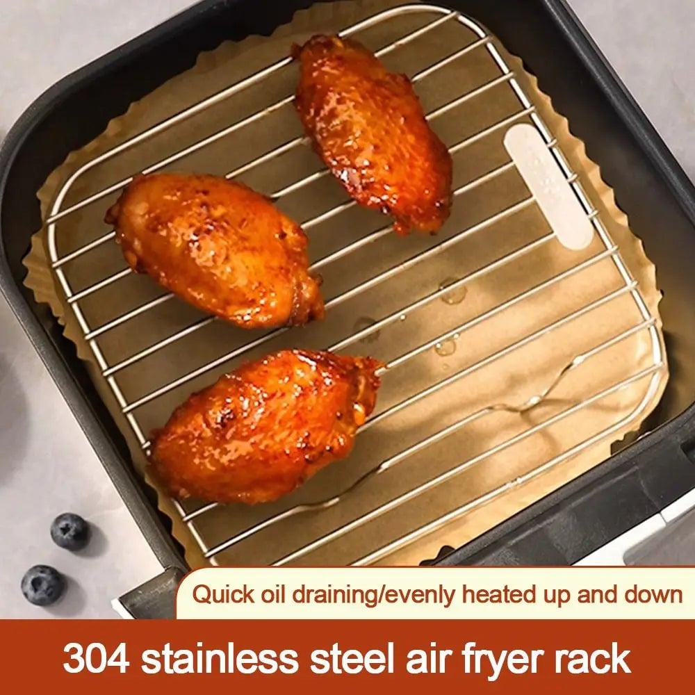 304 Stainless Steel Round Cooking Rack with Feet - Air Fryer BBQ