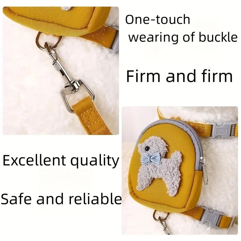 Adjustable Pet Vest Backpack Leash - Small to Medium Dogs