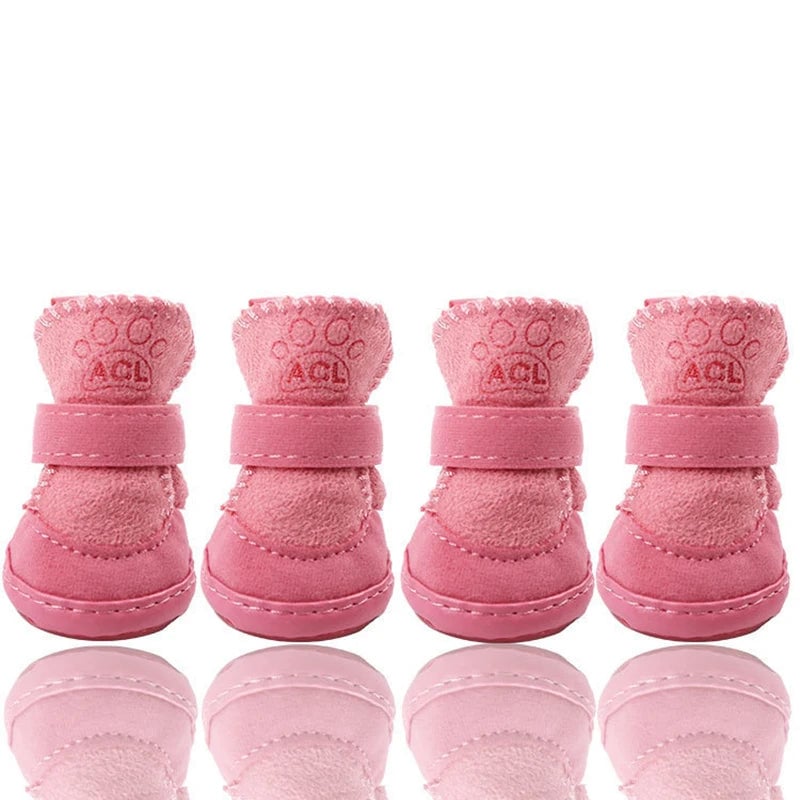 4pcs Anti-Slip Dog Shoes Winter Warm Boots Small Medium Dogs