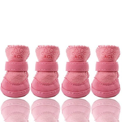 4pcs Anti-Slip Dog Shoes Winter Warm Boots Small Medium Dogs