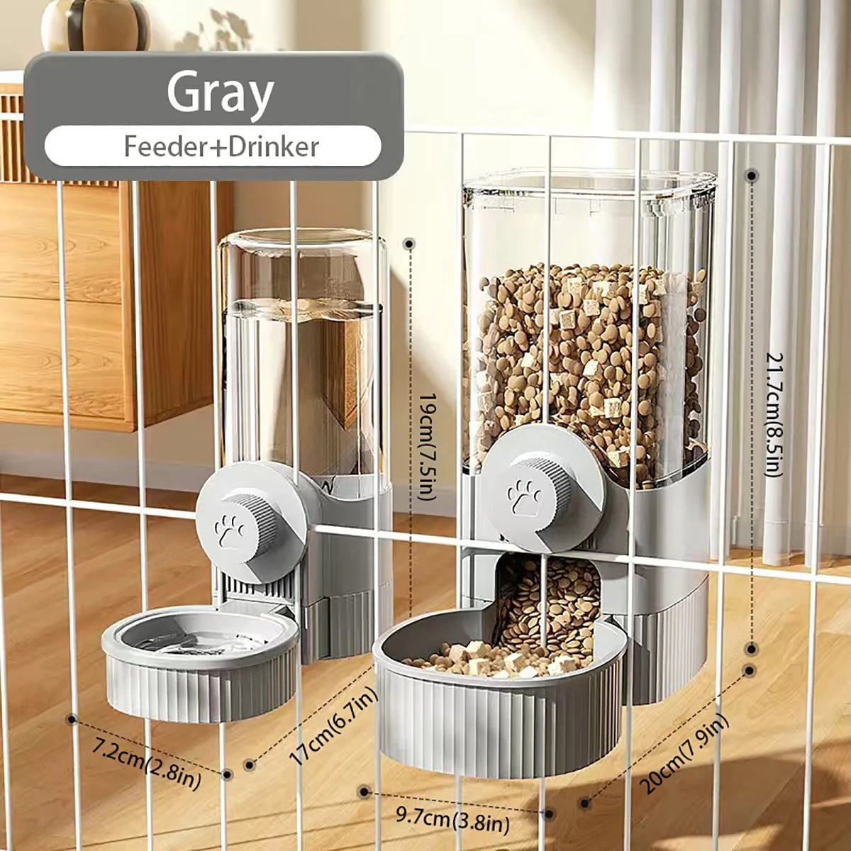 1.2L Automatic Pet Feeder Hanging Bowl for Small Dogs Cats Rabbits