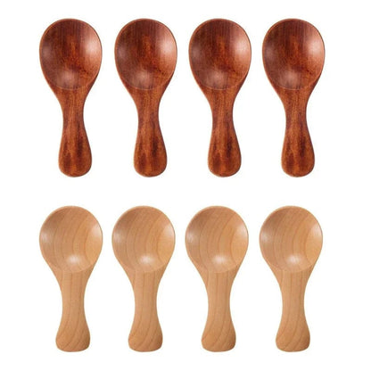 4Pcs Mini Wooden Spoons - Small Kitchen Spice Coffee Tea Scoop Set