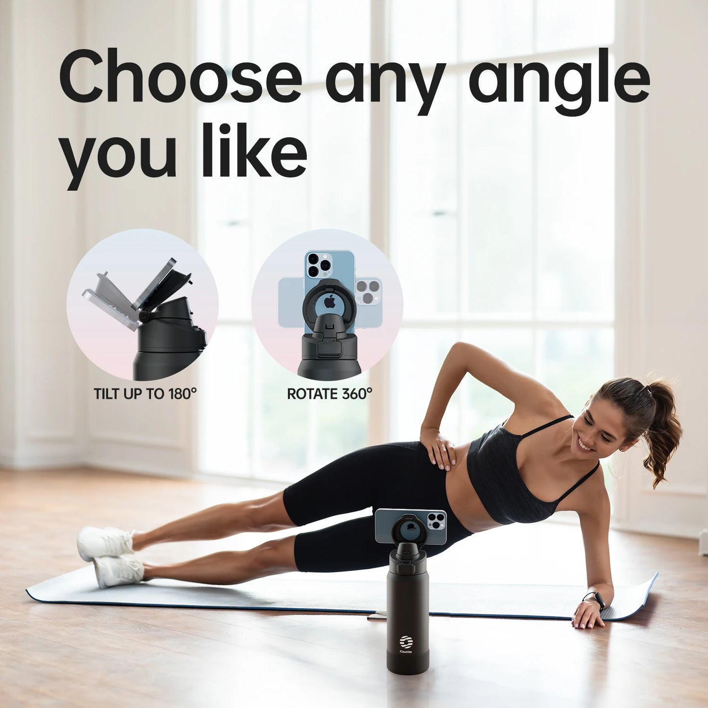 Magnetic Phone Holder Thermos Bottle - Stainless Steel Insulated