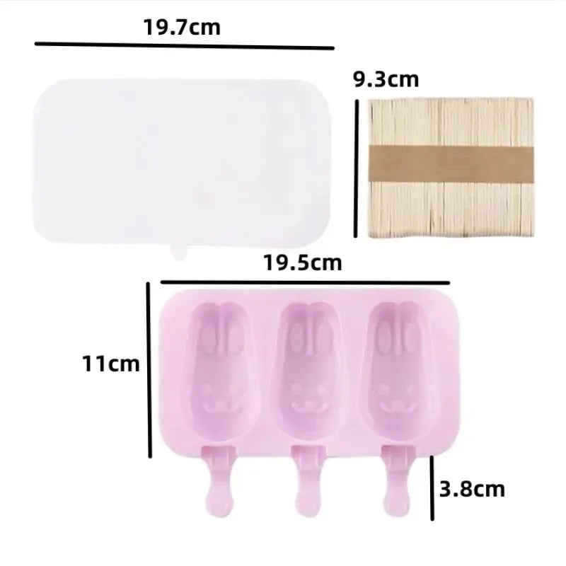 Silicone Ice Cream Popsicle Molds with Lid - DIY Cartoon Ice Lolly