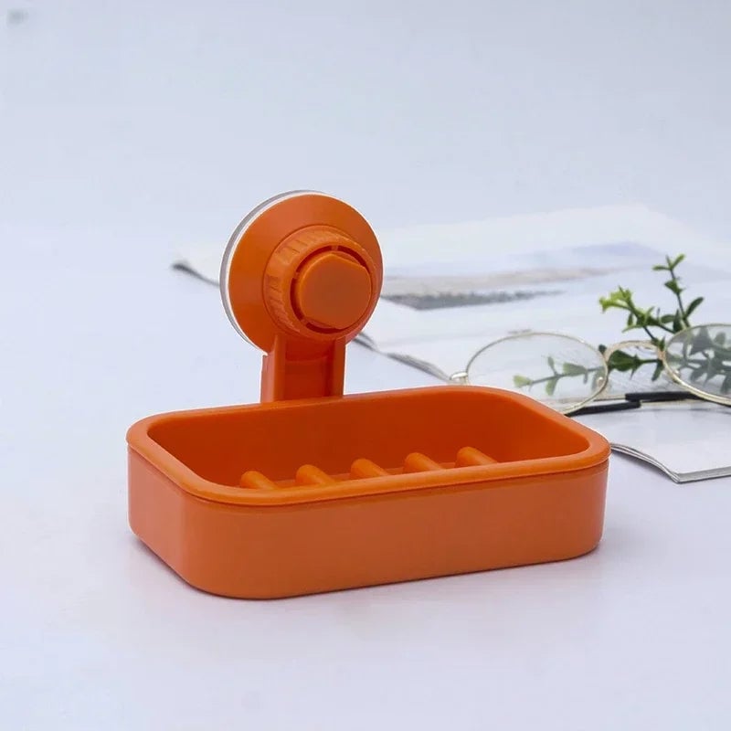 Suction Cup Soap Holder Box - Waterproof Bathroom Storage Tray