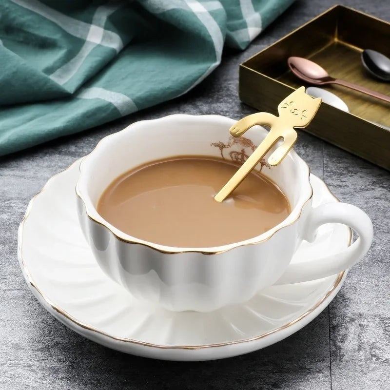Stainless Steel Cat Shape Coffee Spoon - Mini Dessert Teaspoon