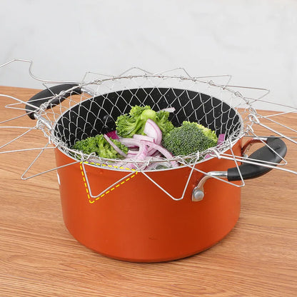 Stainless Steel Foldable Multifunctional Fryer Basket French Fry Strainer Kitchen Appliance Is Durable