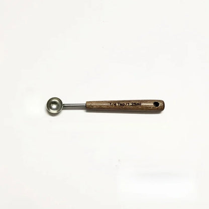 Oak Handle Stainless Steel Measuring Spoon - Coffee Bean Milk Powder