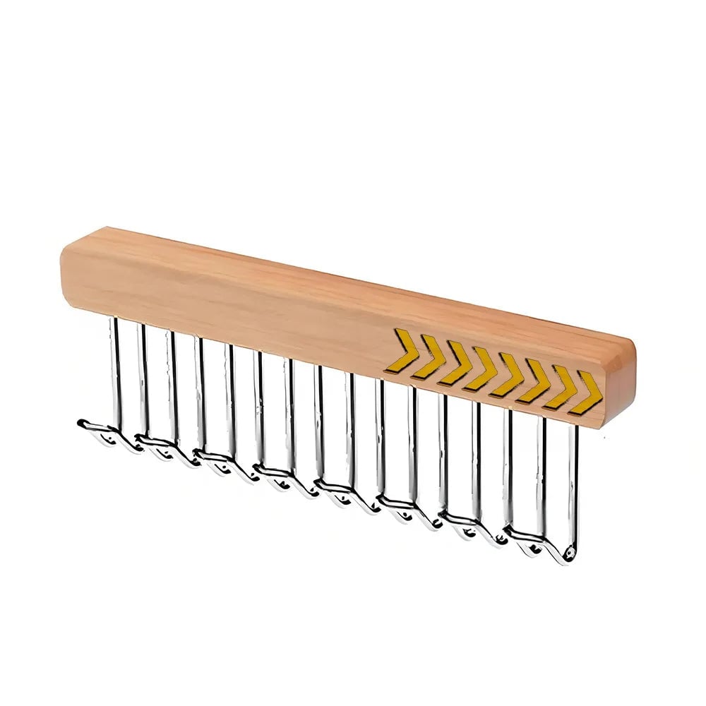 8/12 Hook Retractable Wood Clothes Hanger Wall-Mounted Organizer