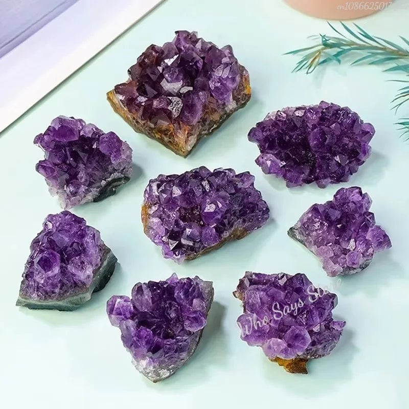 Natural Purple Amethyst Quartz Crystal Cluster Geode Specimen