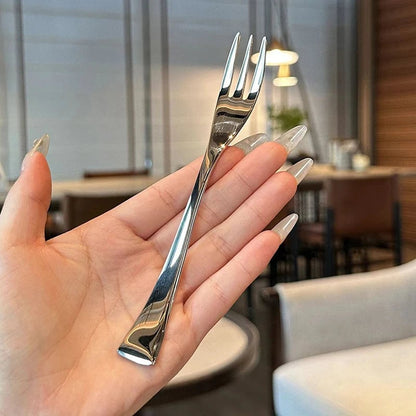 Stainless Steel Long Handle Dinner Forks Set - 4 Tine Korean Style