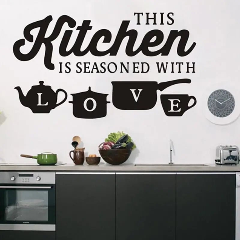 Kitchen Wall Sticker 'This Kitchen Seasoned With Love' Quote Decal