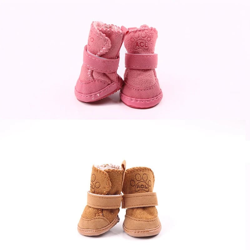 4pcs Anti-Slip Dog Shoes Winter Warm Boots Small Medium Dogs