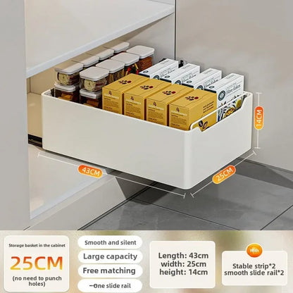 Pull Out Kitchen Storage Drawer with Slide Rails - Spice Organizer