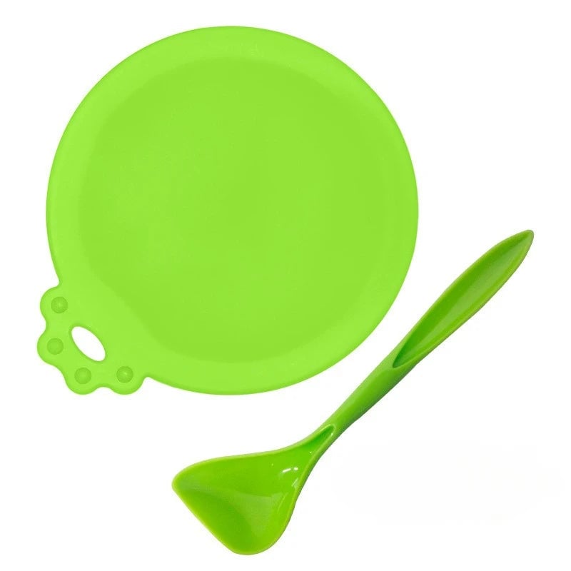 2pcs Reusable Silicone Pet Food Can Covers with Spoon for Dogs Cats