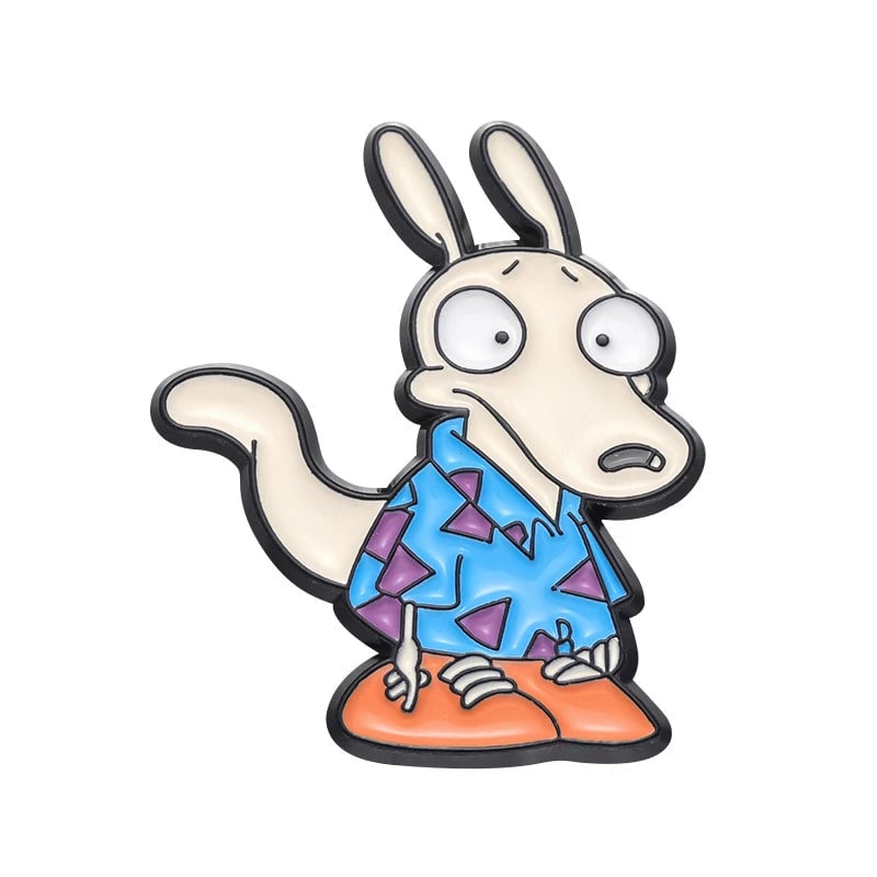 Courage Cowardly Dog Pink Enamel Brooch Pin - Kids Lapel Badge