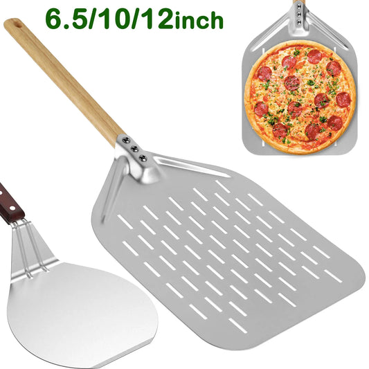 Metal Non-Stick Pizza Peel 6.5/10/12 Inch Wood Handle Shovel