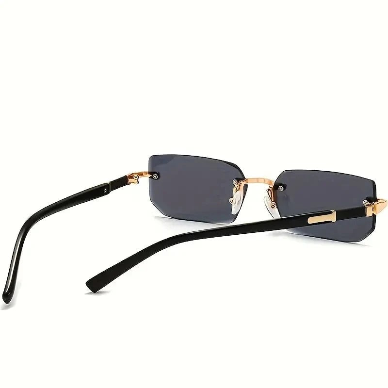 Rimless Rectangle Sunglasses - Unisex Small Square UV Protection