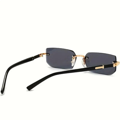 Rimless Rectangle Sunglasses - Unisex Small Square UV Protection