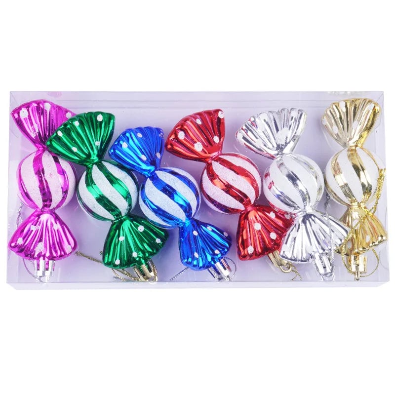 Christmas Tree Decorations Set - Snowmen, Faceless Santa, Houses