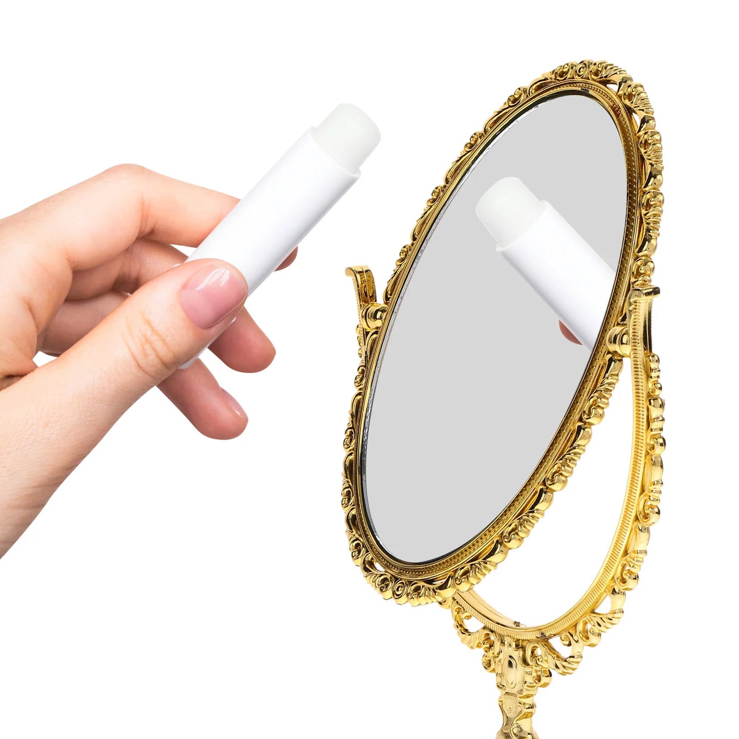 Double Sided Rotating Vanity Mirror Vintage Oval Golden Frame
