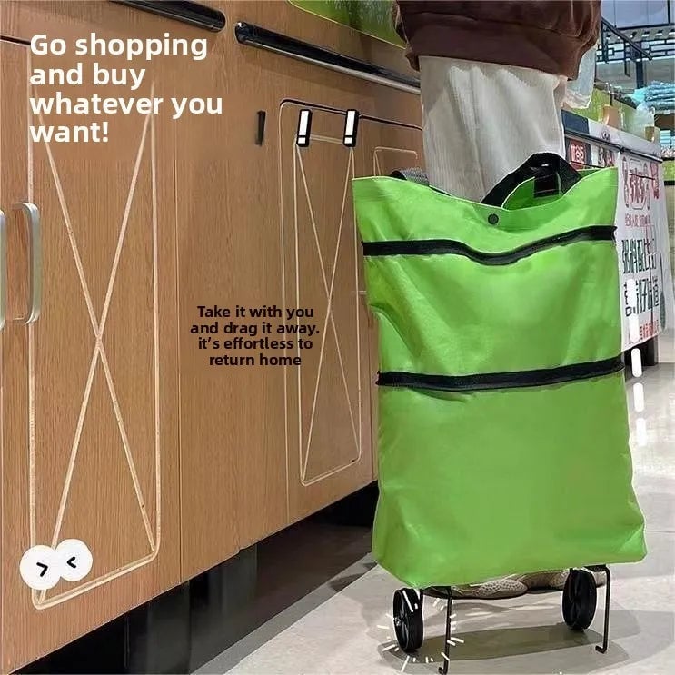 Foldable Shopping Cart with Wheels - Portable Grocery Trolley Backpack