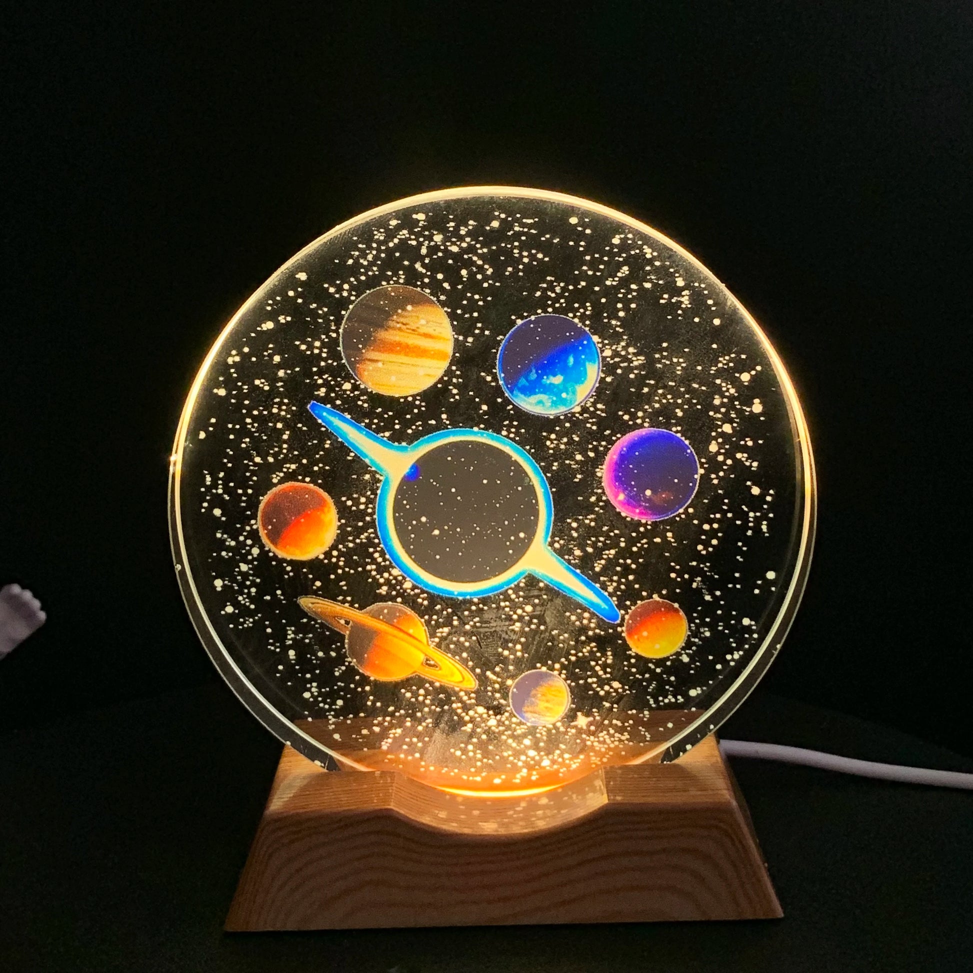 Galaxy Crystal LED Strip Night Light Glass Base Display Lamp