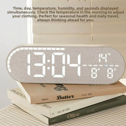 Nordic Minimalist Digital Wall Clock Silent Alarm Temperature Date