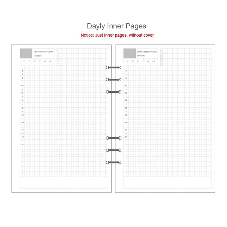 A5 A6 A7 Spiral Notebook Refill Pages 45 Sheets Line Dot Grid Paper