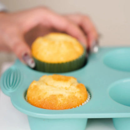 6 Cup Silicone Muffin Pan Non-Stick Baking Tray Cupcake Mold