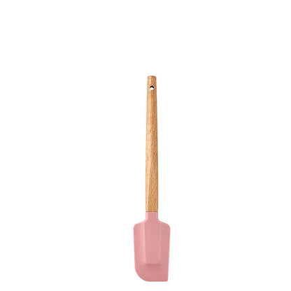 Silicone Cake Scraper Set with Wooden Handle - Baking Spatula Kit