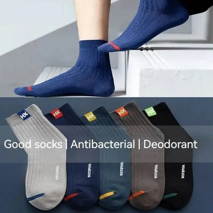 Men's Mid-Calf Sports Socks 5-Pack - Breathable Sweat-Absorbing