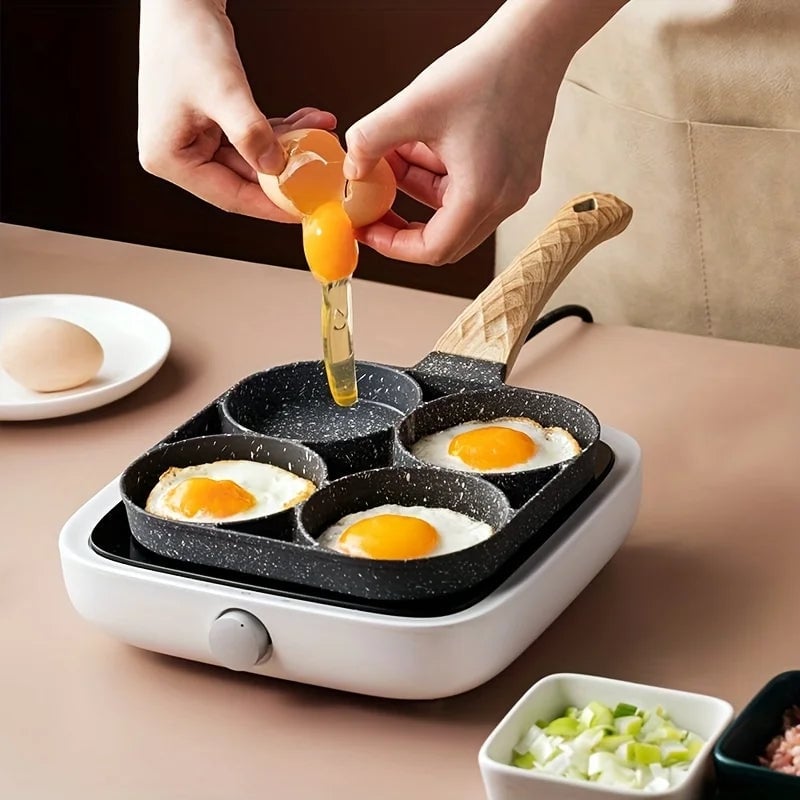 Medical Stone 4-Hole Non-Stick Omelette Pan - Egg Dumpling Frying Pan