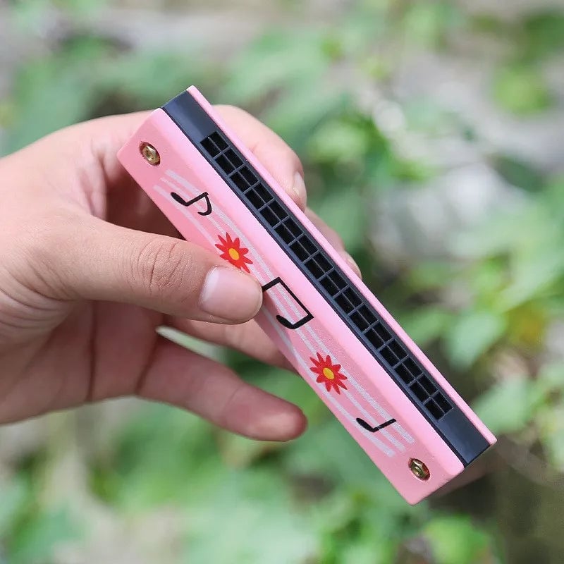 Wooden 10 Hole Harmonica Kids Educational Musical Instrument Toy