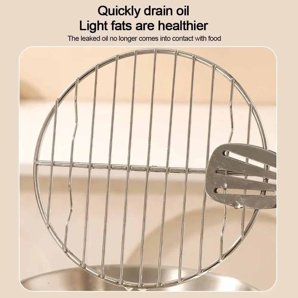 304 Stainless Steel Round Cooking Rack with Feet - Air Fryer BBQ